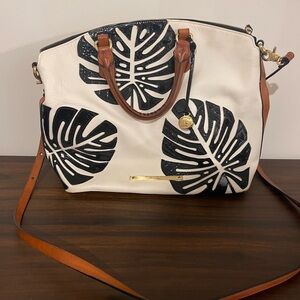 Brahmin Black and White Leaf Pattern Bag